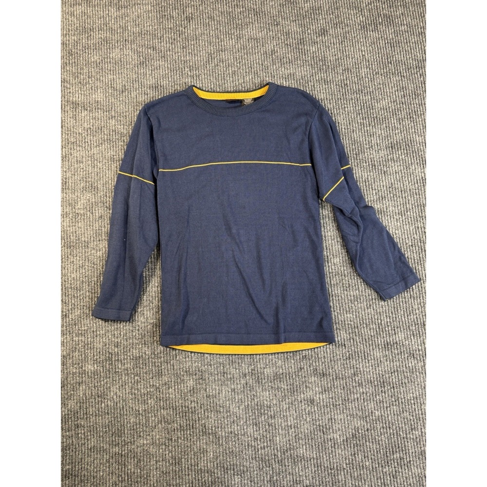 Wrangler Hero Blue Yellow Knit Contrast Trim Boys Long Sleeve sweater  Size M